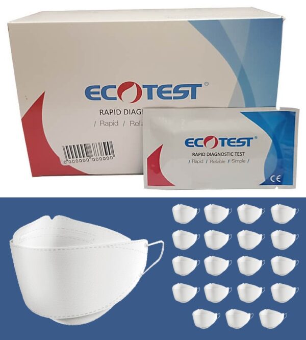 20 RATs + 20 masks for $155 : Assure Tech Rapid Antigen EcoTest 20 pack + KF94 (N95, P2) Face Mask 20 pack