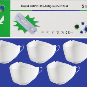5 RATs + 5 masks for $40 : Orient Gene Rapid Antigen Test kit 5 pack + KF94 (N95, P2) Face Mask 5 pack